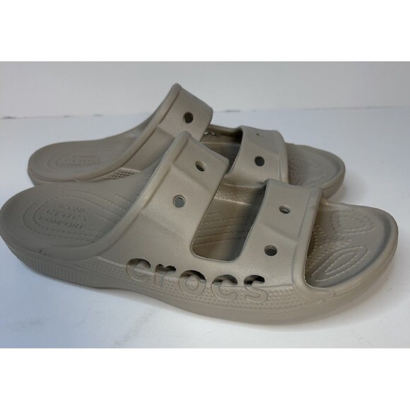 CROCS Baya iconic comfort Beige waterproof slides logo men’s sz 8 women’s sz10 - Picture 1 of 8